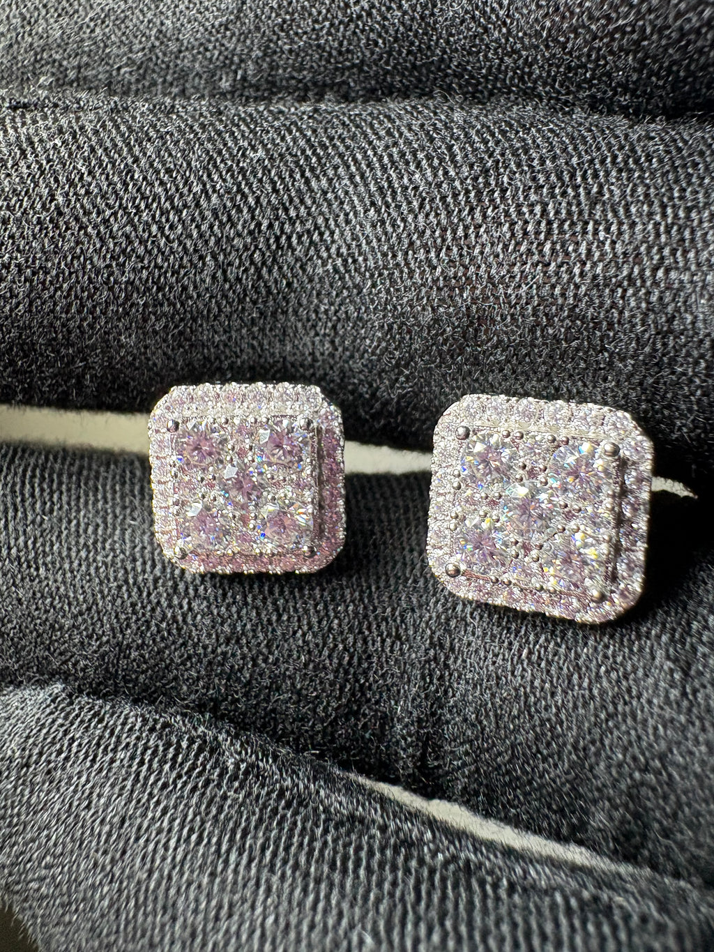 “Square Cluster Earrings” Moissanite S925