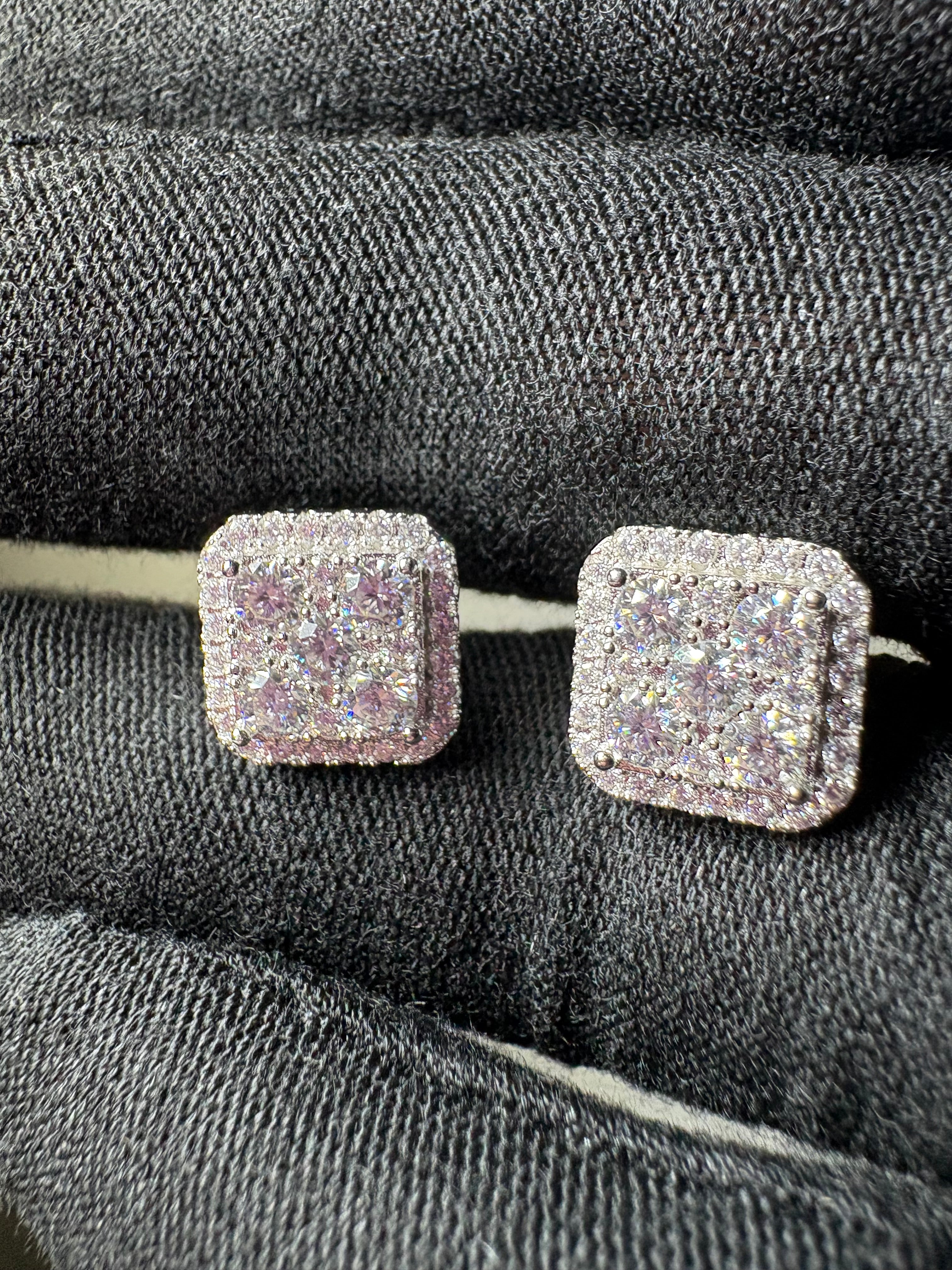 “Square Cluster Earrings” Moissanite S925