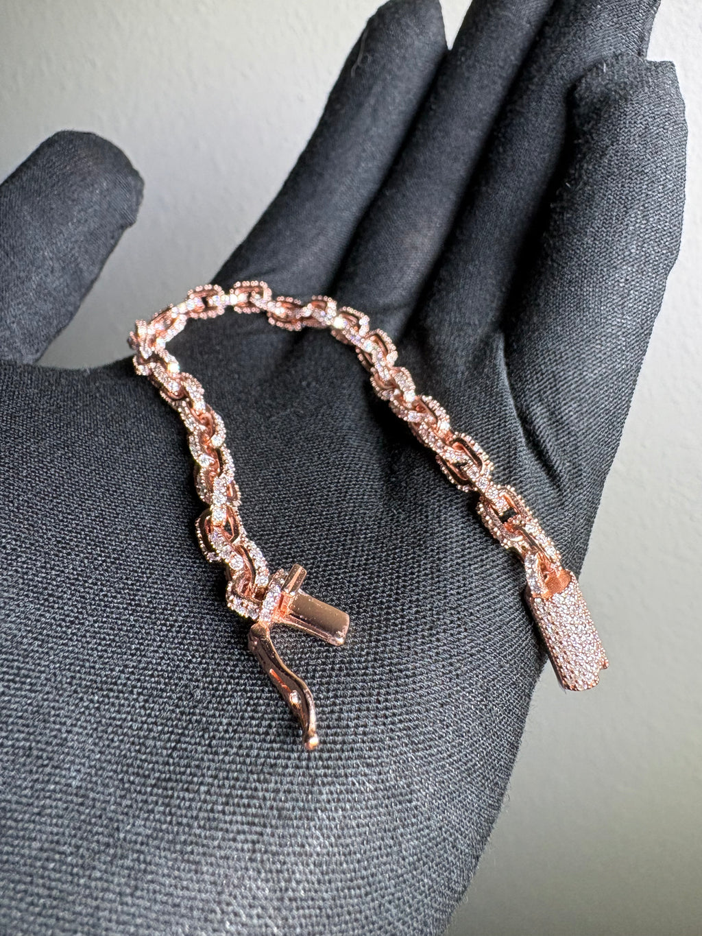 “Cuban Link Bracelet” Moissanite S925 +Rose Gold Plating