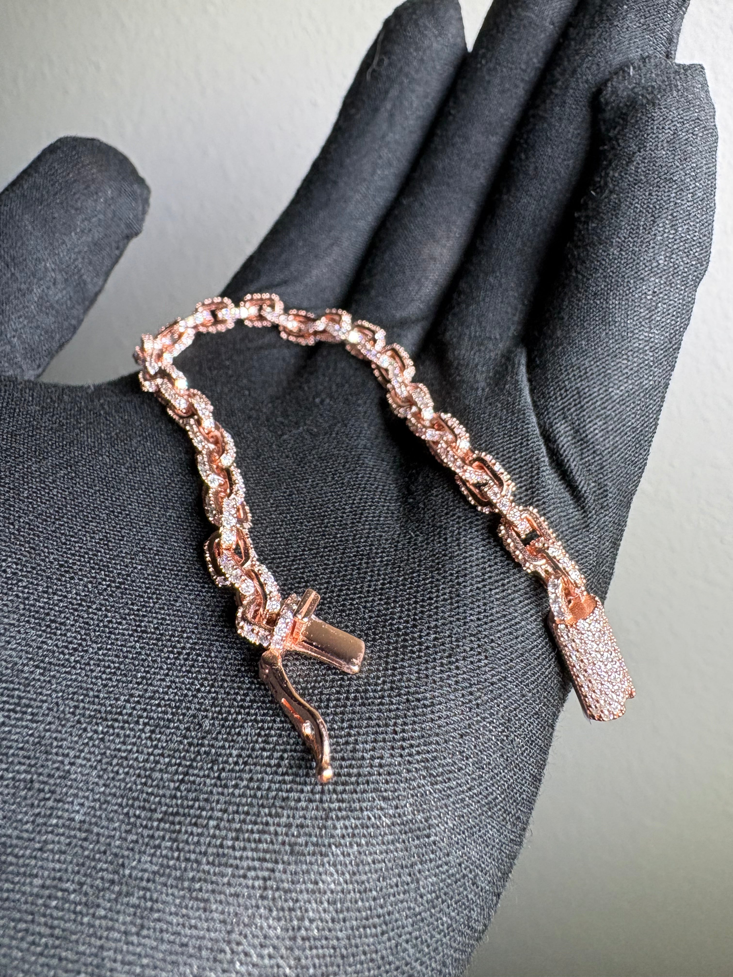 “Cuban Link Bracelet” Moissanite S925 +Rose Gold Plating